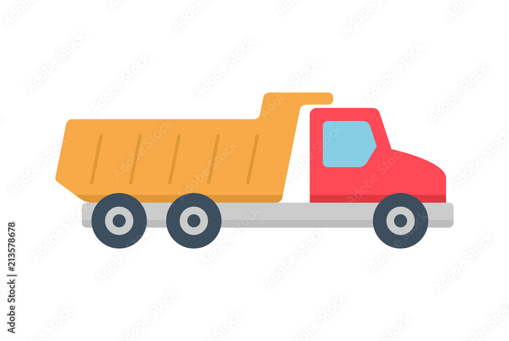 Tipper truck icon, Flat style. isolated on white background Tipper truck icon, Flat style. isolated on white background