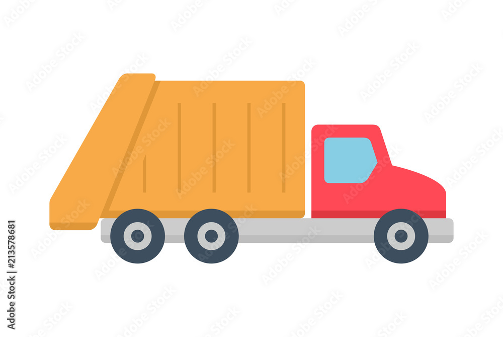 Garbage truck icon, Flat style. isolated on white background Garbage truck icon, Flat style. isolated on white background
