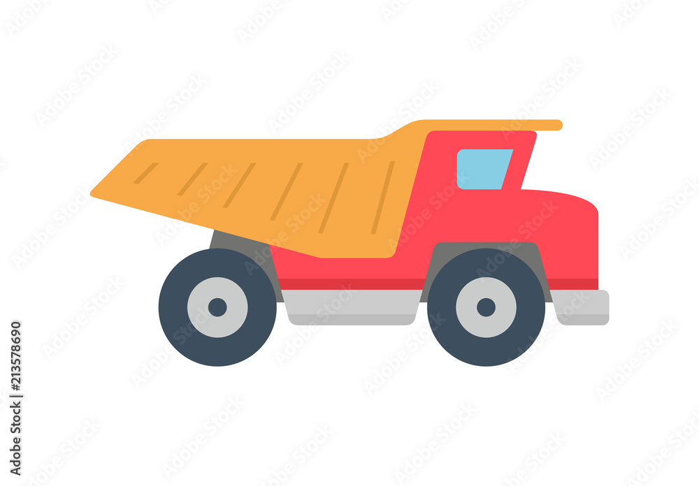 Dump truck icon, Flat style. isolated on white background Dump truck icon, Flat style. isolated on white background