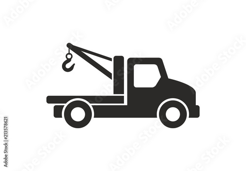 Tow truck icon, Monochrome style. isolated on white background photo