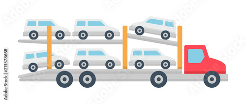 Car carrier truck icon, Flat style. isolated on white background 