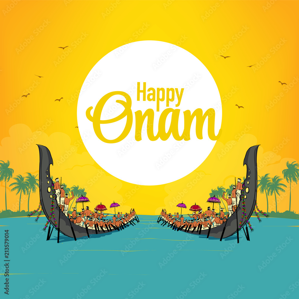 Onam South Indian Festival, two Boat race, Vallam-kali kerala. Stock  Illustration | Adobe Stock