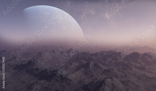 Fototapeta Naklejka Na Ścianę i Meble -  3d rendered Space Art: Alien Planet - A Fantasy Landscape