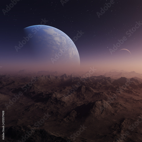 Fototapeta Naklejka Na Ścianę i Meble -  3d rendered Space Art: Alien Planet - A Fantasy Landscape
