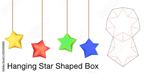 Hanging star shaped box mockup with die line
