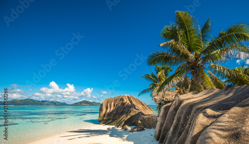 Tropical island beach, Source d'Argent, La Digue, Seychelles