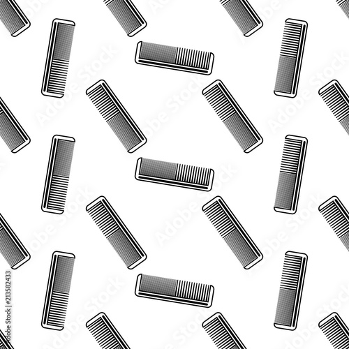 Hairbrush Icon Seamless Pattern, Comb Icon