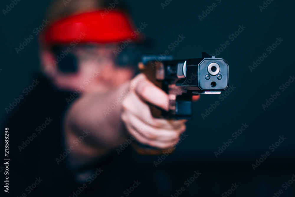 Woman on sport shooting training Woman on sport shooting training