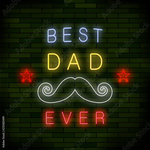 Best Dad Ever Colorful Neon Banner