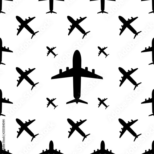 Airplane (Aeroplane) Icon Seamless Pattern