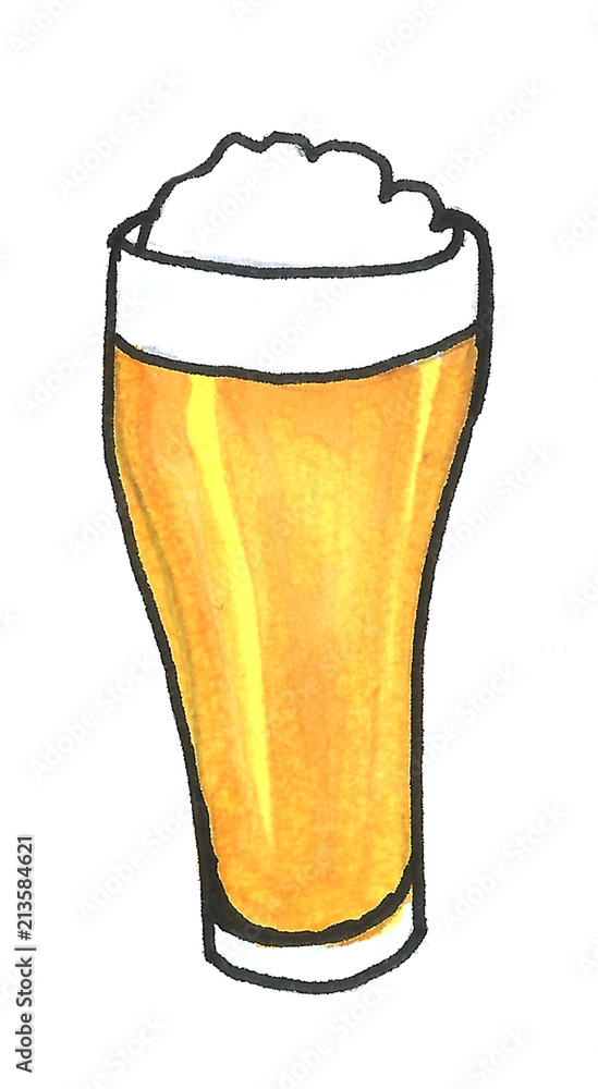Hand drawn beer isolated on white calligraphy Octoberfest Germany culture Hand drawn beer isolated on white calligraphy Octoberfest Germany culture