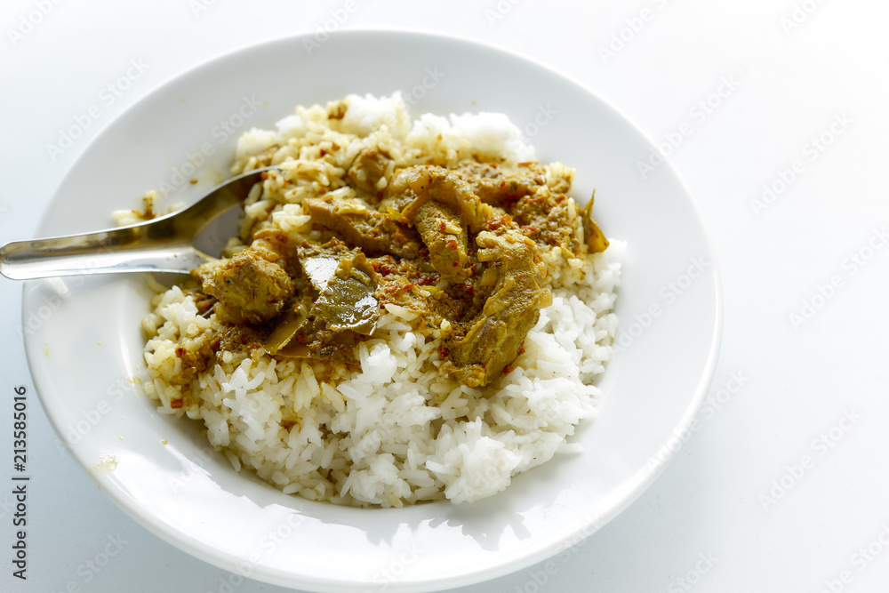Thai food Rice and Curry with roasted pork Thai food Rice and Curry with roasted pork