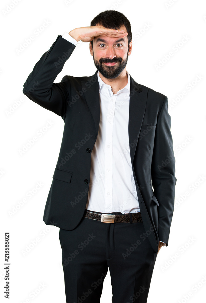 Handsome businessman showing something Handsome businessman showing something
