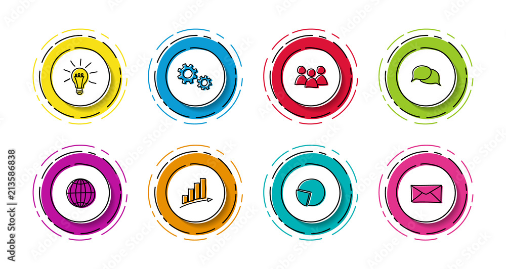 Collection of hand drawn business icons. Vector. Collection of hand drawn business icons. Vector.