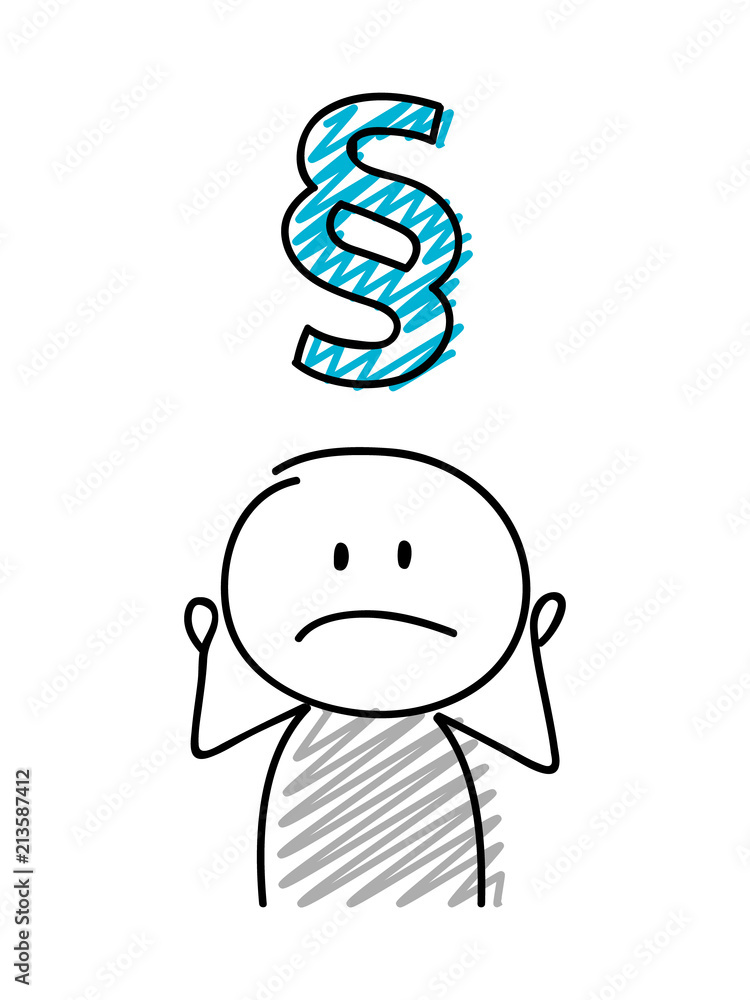 Stickman with confused facial expression holiding paragraph (section mark) icon. Vector. Stickman with confused facial expression holiding paragraph (section mark) icon. Vector.