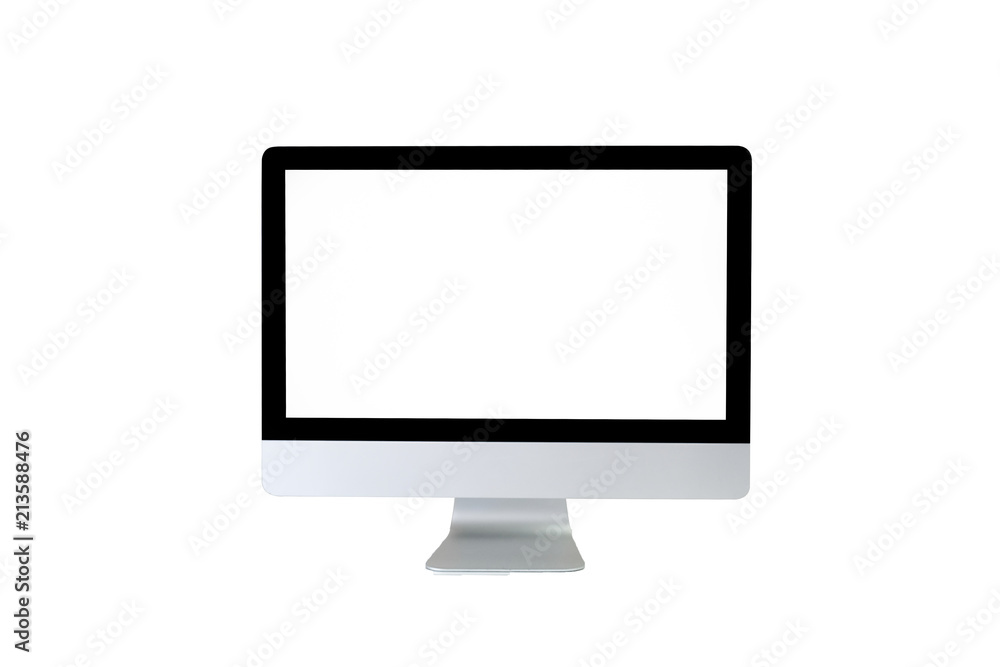 Flat screen Modern computer monitor. Computer display isolated on white background.Real computer on white background. Flat screen Modern computer monitor. Computer display isolated on white background.Real computer on white background.