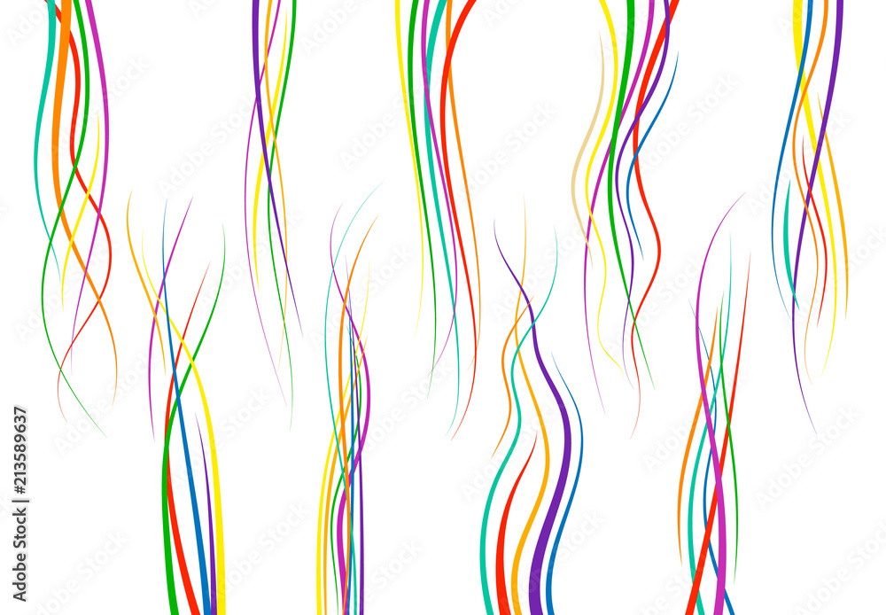 Obraz premium Set of abstract color curved lines. Wave design element. Vector illustration. 