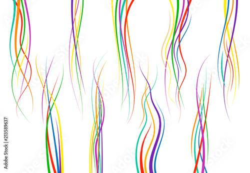 Set of abstract color  curved lines. Wave design element. Vector illustration.
