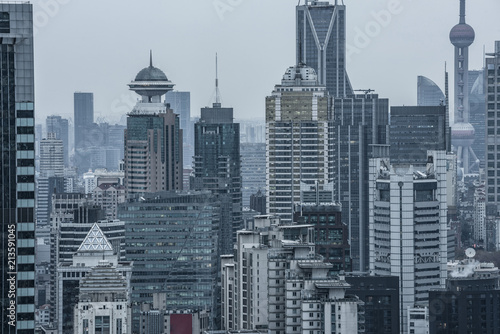 Modern skyscrapers in central district of Shanghai city