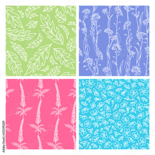 Vector set of floral seamless patterns.