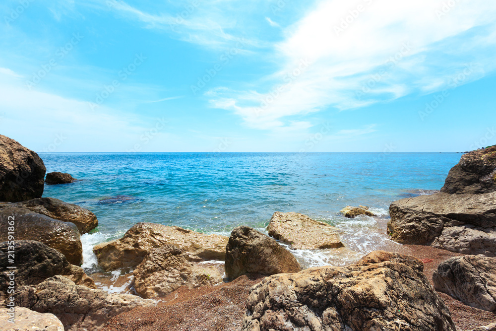 Beautiful landscape of Rocks , sea and blue sky Beautiful landscape of Rocks , sea and blue sky