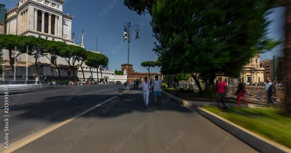 Rome Hyperlapse with Piazza Venezia in Rome City Center 4K UHD. Rome Hyperlapse with Piazza Venezia in Rome City Center 4K UHD.