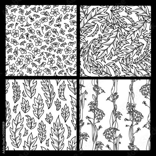 Vector set of floral seamless patterns.