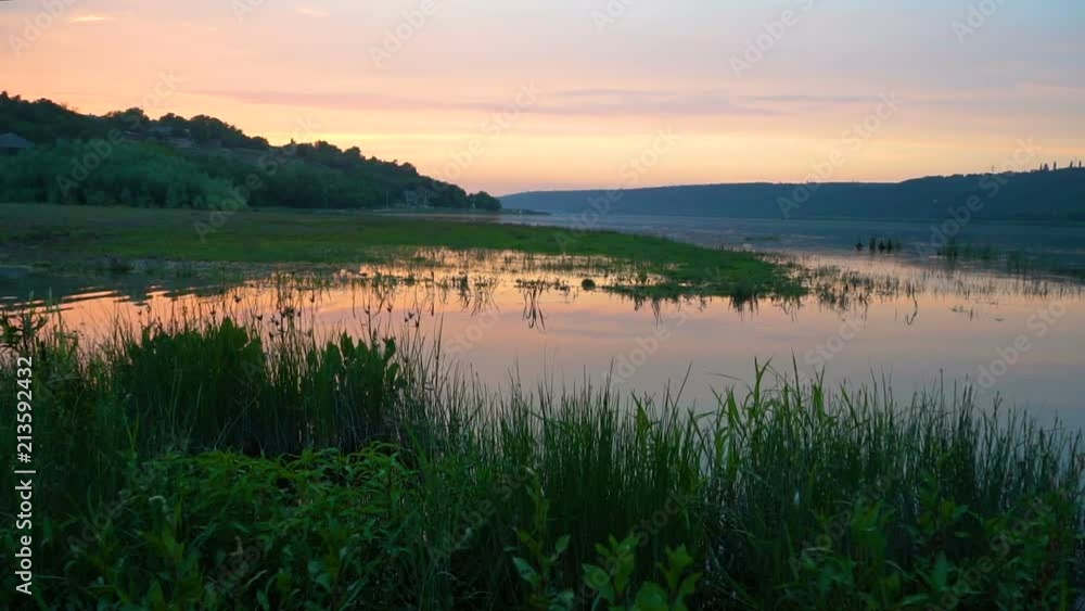 Sunset in the river with reflex. Idilic summer landscape. Sunset in the river with reflex. Idilic summer landscape.