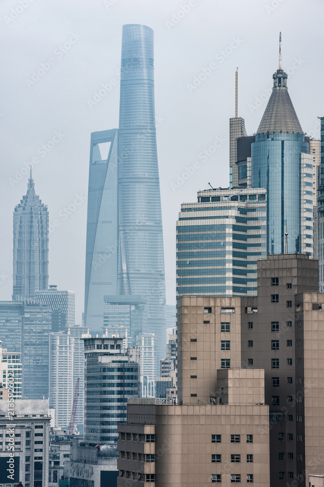 Modern skyscrapers in central district of Shanghai city