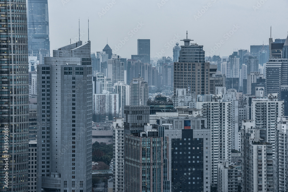 Modern skyscrapers in central district of Shanghai Modern skyscrapers in central district of Shanghai