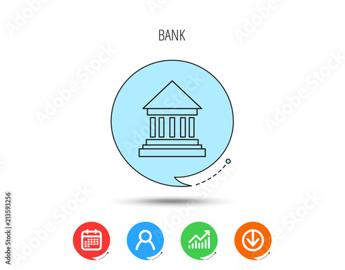 Bank icon. Court house sign.