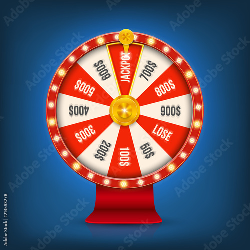 Creative vector illustration of 3d fortune spinning wheel. Lucky roulette win jackpot in casino art design. Abstract concept graphic gambling element