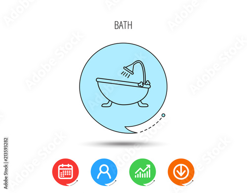 Bathroom icon. Bath with shower sign.
