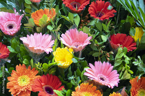 colorful flowers In the market background