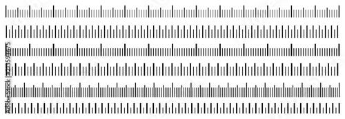 Creative vector illustration of size indicators set isolated on background. Different unit distances. Art design horizontal measure scale distances. Abstract concept graphic element