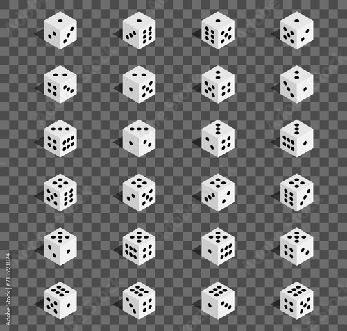 Creative vector illustration of isometric 3d gambling dice combination isolated on transparent background. Art design game. Abstract concept graphic casino 24 turns cube element