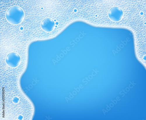 Creative vector illustration of realistic water air soap bubbles isolated on background. Art design shampoo foam backdrop. Abstract concept graphic element with copy space place for text