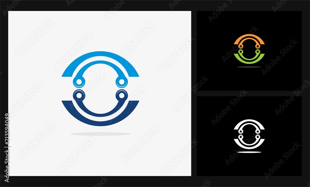 Fototapeta premium round circle tech connection logo