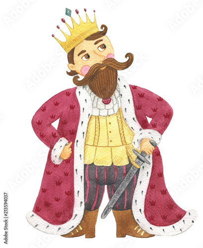 Fotografi Handsome king with a sword
