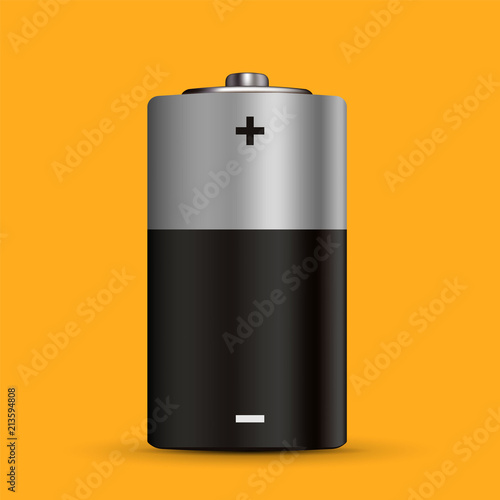 Creative vector illustration of realistic alkaline battery set with diffrent size isolated on transparent background. Art design blank mockup template. Abstract concept graphic element