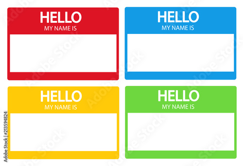 Hello, my name is introduction flat label set