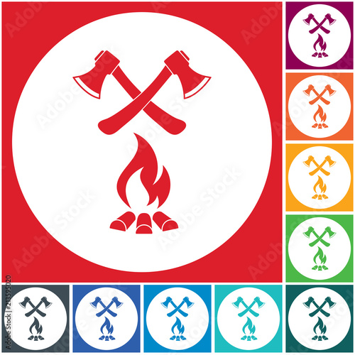 The ax and campfire icon