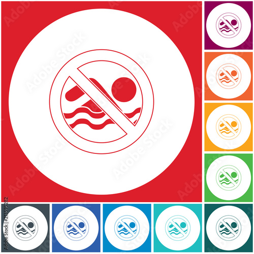 No swimming prohibition sign icon