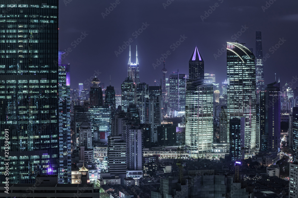 Fototapeta premium building exterior and cityscape in Shanghai at night