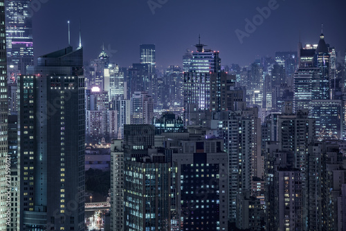 building exterior and cityscape in Shanghai at night © Bob