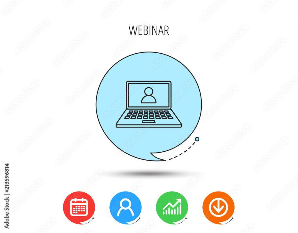 Webinar icon. Chat video sign. Webinar icon. Chat video sign.