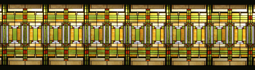 Leinwandbilder Buntglas Prairie Style Glasfenster mit Linienmuster  © Brad Pict