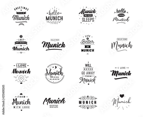 Greeting cards, vector design. Isolated logos. Typography set.