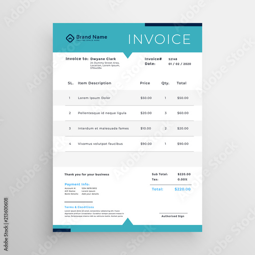 modern invoice template for your business