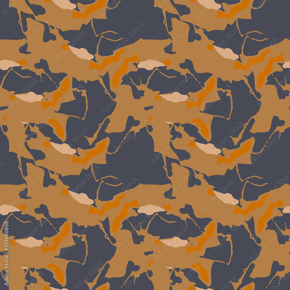 Military camouflage seamless pattern in gray-violet and orange colors Military camouflage seamless pattern in gray-violet and orange colors